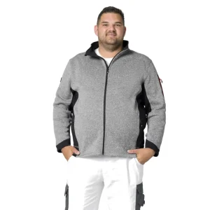 FHB Christoph Strick-Fleece-Jacke (grau/schwarz) Bestpreis