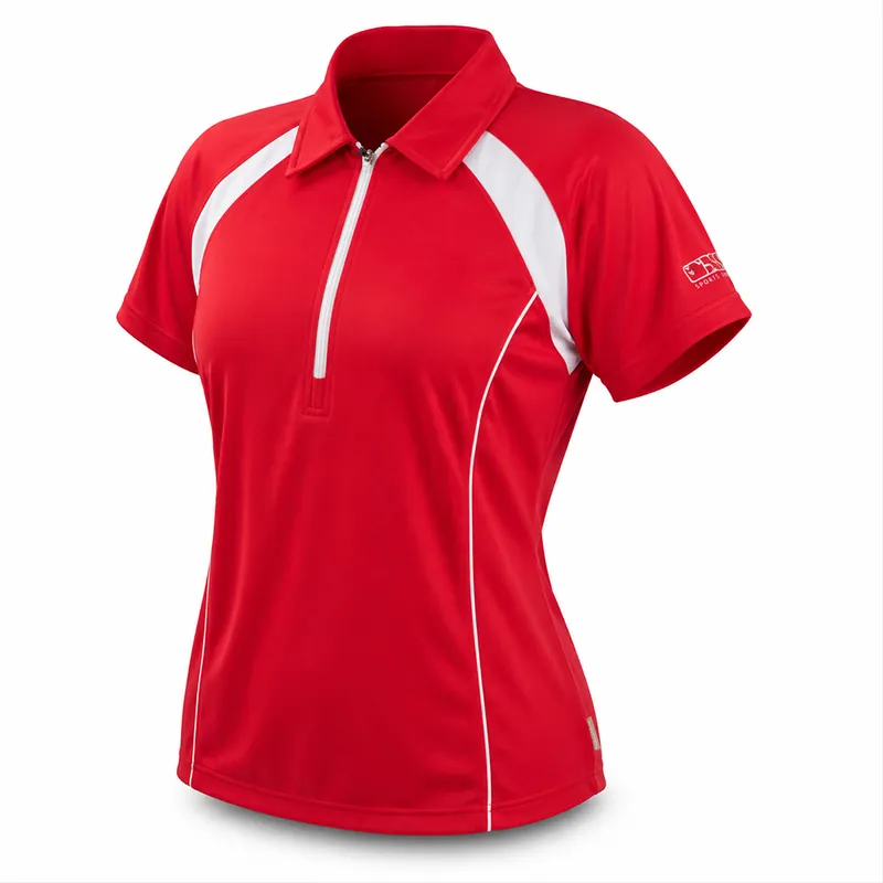 IXS - Damen Sport- Fahrrad Poloshirt - 4way Stretch Sportshirt - rot Neue Kollektion