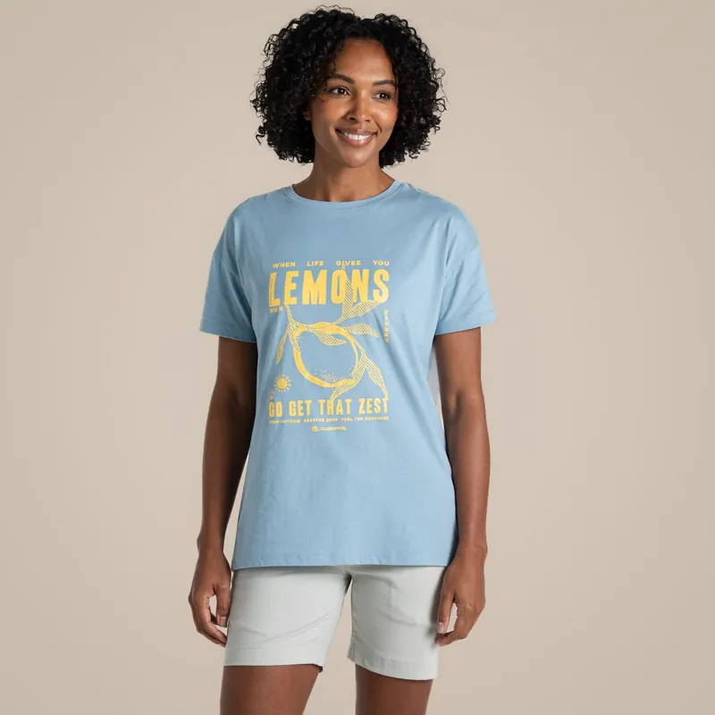 Sichere Zahlung Craghoppers - Damen T-Shirt YAGO aus Bio Baumwolle, blau