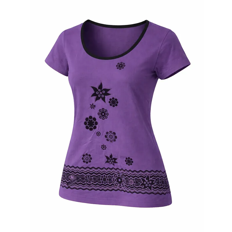 Zertifiziert Nograd - Damen Kletter Boulder Yoga T-Shirt - Legend "Flowers" Lila
